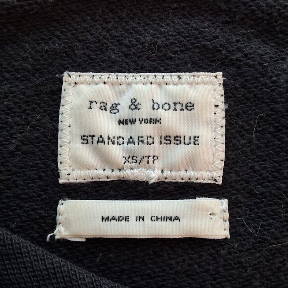 Rag & Bone Standard Issue Long-Sleeve‎ Black Sweatshirt Sz XS Normcore - Picture 5 of 8